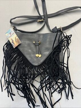 Fringe Crossbody Bag - Black -
